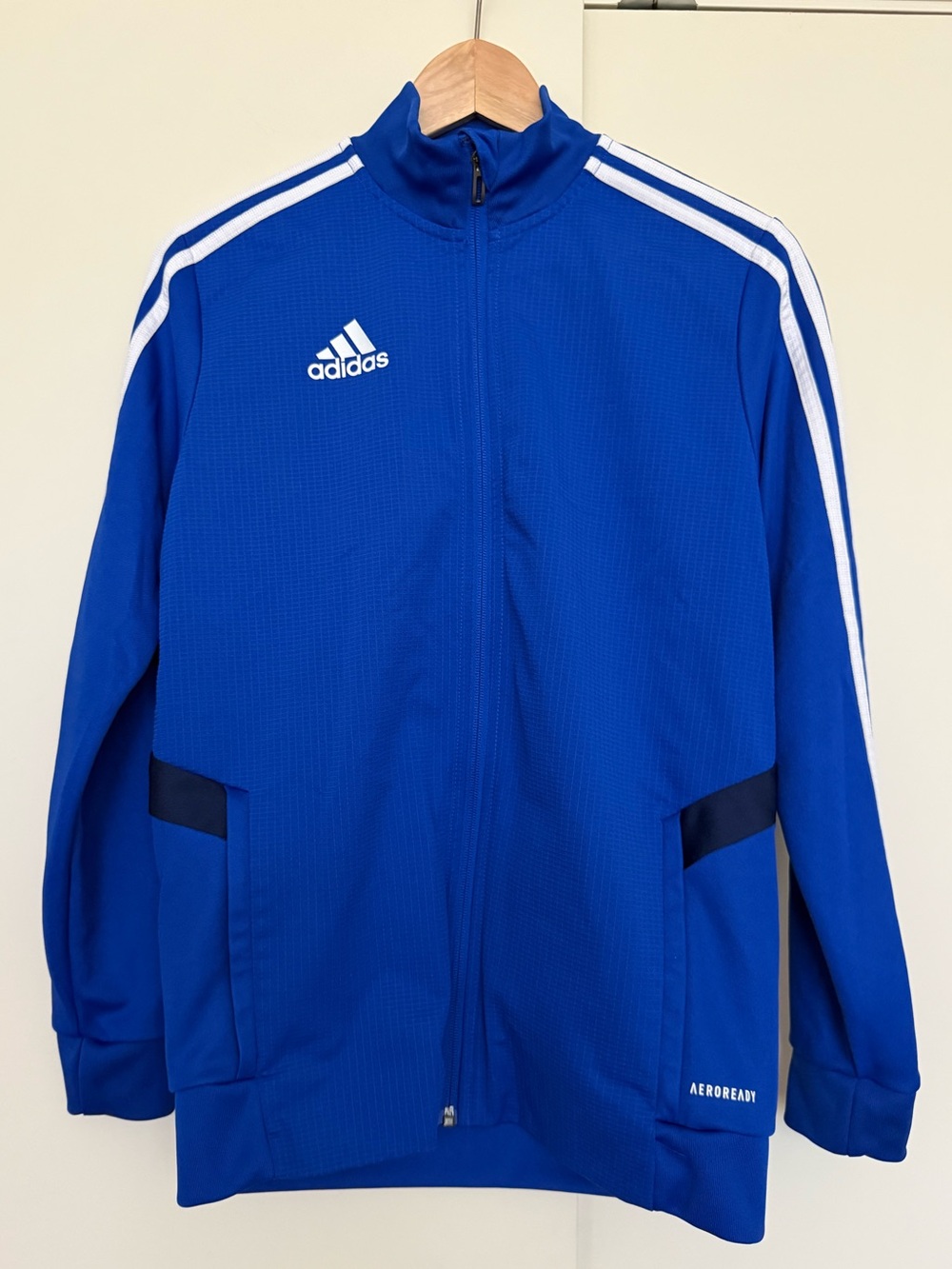 Vintage Adidas Cobalt Royal Blue Zip up High Neck Training Track Jacket S/M FIFA